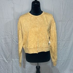 Yellow Cropped Crewneck Hoodie